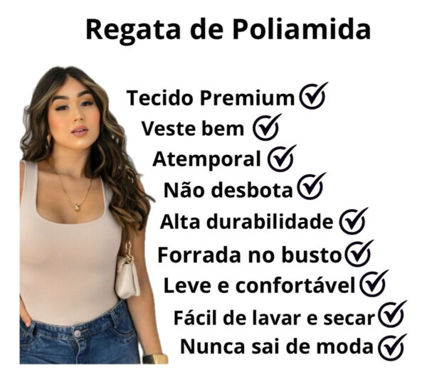 Blusinha Alça Regata Feminina Plus Size Básica Suplex Forro - Image 5