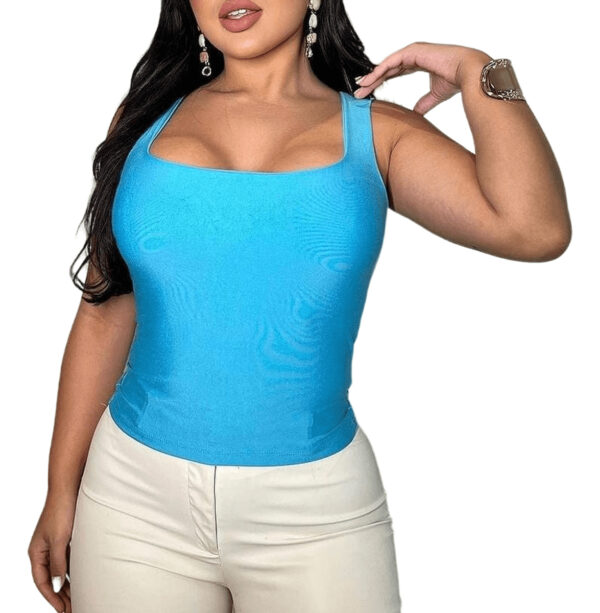 Blusinha Alça Regata Feminina Plus Size Básica Suplex Forro - Image 7