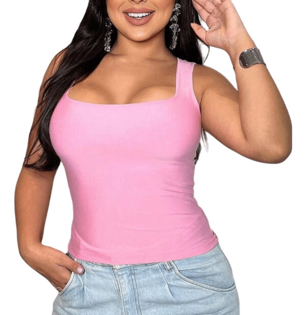 Blusinha Alça Regata Feminina Plus Size Básica Suplex Forro - Image 9